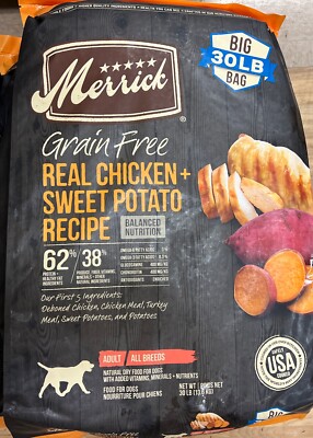 Merrick Real Chicken + Sweet Potato Recipe Grain-Free, Adult Dog Food ...