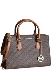 NWT Michael Kors Medium Sheila Satchel Bag  Signature Logo Crossbody bag Brown.