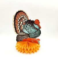 Vintage Thanksgiving Turkey Die Cut Honeycomb Centerpiece Made In USA 9”