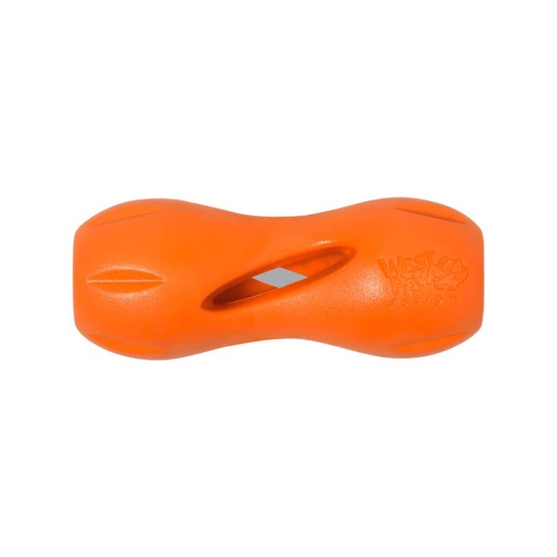 Jouet chien WEST PAW Zogoflex Qwizl haut de gamme en élastomère durable et recyclable orange