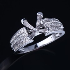 6x6mm Princess Natural Diamond Semi Mount Prongs Setting Ring Sterling Silver