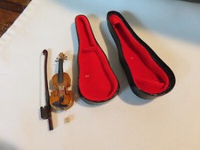 Miniature dollhouse artisan made violin  bow with case, 1: 12 scale