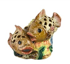 Ceramic Aquarium Decor Hiding Cave Two Fish 4 x 7" Shelter