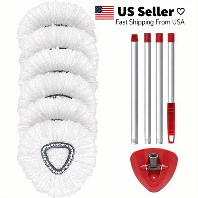 For O-Cedar EasyWring 6 Pack Spin Mop Heads Base Handle Microfiber Refill Kit