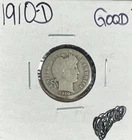1910-D BARBER SILVER DIME ~GOOD-  ~NICE COIN~ 90% SILVER