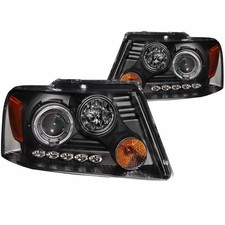 ANZO For Ford F-150 2004-2008 Projector Headlights w/ Halo and LED Black G2