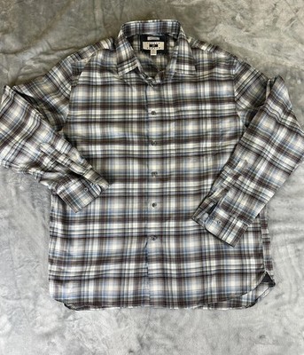 Joseph Abboud XL Plaid Non Iron Dress Shirt Blue Gray Cotton Button Up