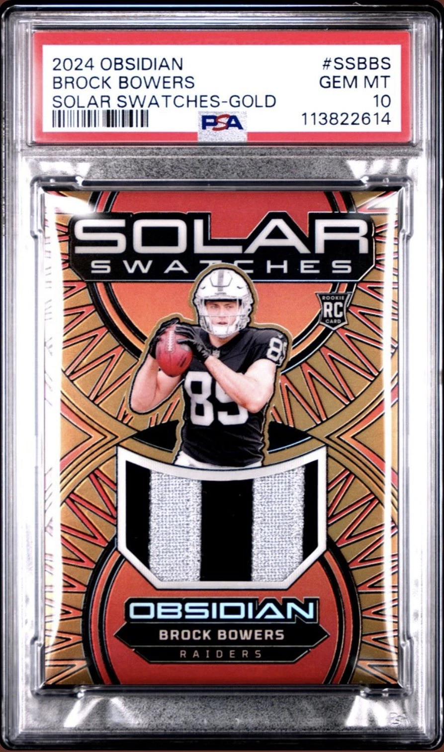 Brock Bowers Panini Obsidian Solar Swatches #SSBBS Gold