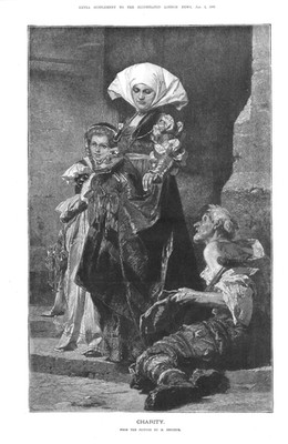 Charity - By M.  Benczur - Noble Lady, Daughter and Begger -  1881