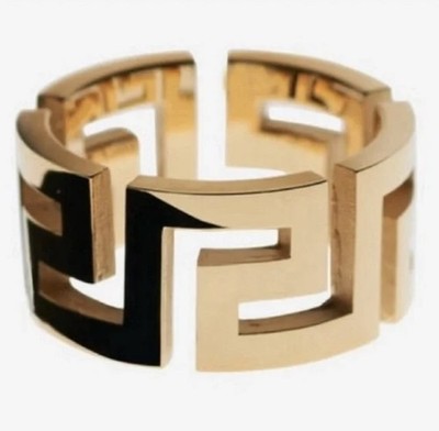 Versace Gold Color Metal ''Greca'' Ring Sz Italy 23