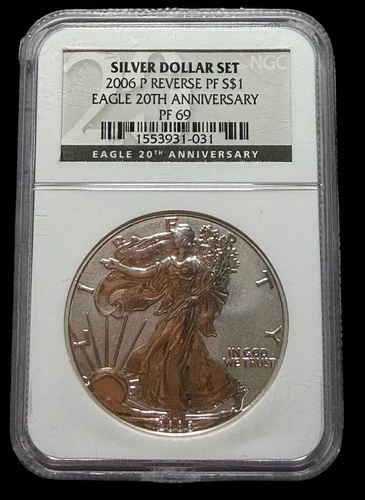 2006-P American Silver $1 Eagle NGC PR69 20th Anniversary Reverse Proof