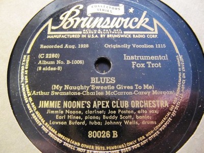 1928 Jimmie Noone APEX CLUB Earl Hines BLUES My Naughty Sweetie / MONDAY DATE