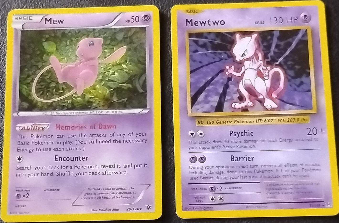 Pokemon TCG 2-Card Lot Mew 29/124 Fates Collide, Mewtwo 51/108 EVO