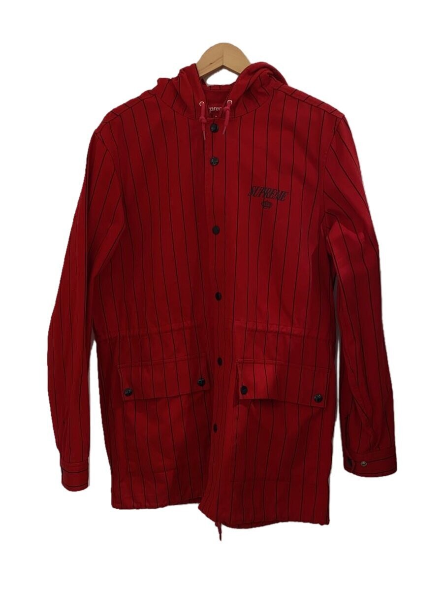 Supreme 13FW PINSTRIPE TWILL PARKA Jacket M Cotton RED Stripe