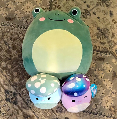 Squishmallows 3-Piece Plush Lot Green Frog with 2 Mushroom Plush Toys 2023