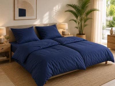 LeGer Bettwäsche 135x200 80x80 Marine Blau 100% Baumwolle OEKO-TEX - Bild 1 von 4