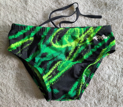 DOLFIN Swim Briefs Boys Youth 24 Black Green Swimsuit Speedo-Type