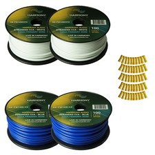 Harmony Car Primary 12 Gauge Power or Ground Wire 400 Feet 4 Rolls White Blue
