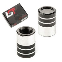 2X Zylinder Aluminium Reifenventil Kappe Dichtung Silber-Schwarz Motorrad Quad