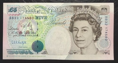 Alter Fünf £5 Pfund Schein Stempelglanz