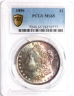 🔥1896 $1 Morgan Dollar PCGS MS65🔥-🌈Rainbow Toning Obverse🌈