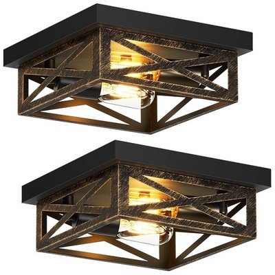 ZHU YAN 2 Pack Farmhouse Flush Mount Ceiling Light,Rustic Flush Mount Ceiling...