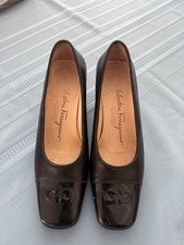 Vintage Salvatore Ferragamo Women's Black Leather Gancini Heels Size 4 1/2B EUC