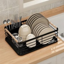 Dish Drainer Rack Kitchen Sink Washing Plates Draining Board Cutlery Holder Cups