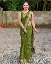 Beautiful Jacquard Work Saree Heavy Rich Pallu Indian Traditional Sari With Blou