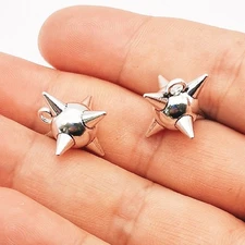 15PCS Silver Tone 3D Spike Ball Gothic Charm Pendant 16X19mm LCRS48