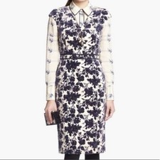 TORY BURCH Dayton Velvet Burnout Jacquard Dress Sz 6 Retro 60s Style Cap Sleeves