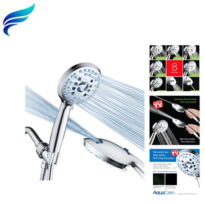 Chrome AquaCare Handheld Shower Head - 8 Settings & Power Wash Feature