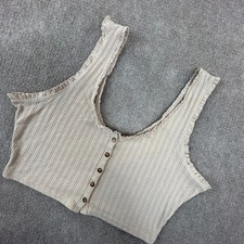 Cotton On Crop Top Womens Large Beige Ruffle ...