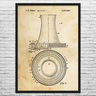 #ad Nuclear Power Plant Cooling Tower Patent Wall Art: Power Technician $18.95