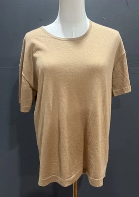 JENNI KAYNE Cashmere Tee Taupe Tan Crew Neck Lightweight Sweater Size XS Women's