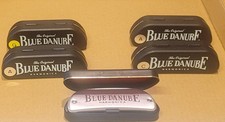 NEW: Lot of 5 BLUE DANUBE HARMONICAS KEYS A, C G Each with case and pamphlet