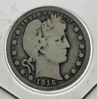 1915 United States Liberty Head Barber Quarter 25 cents silver coin