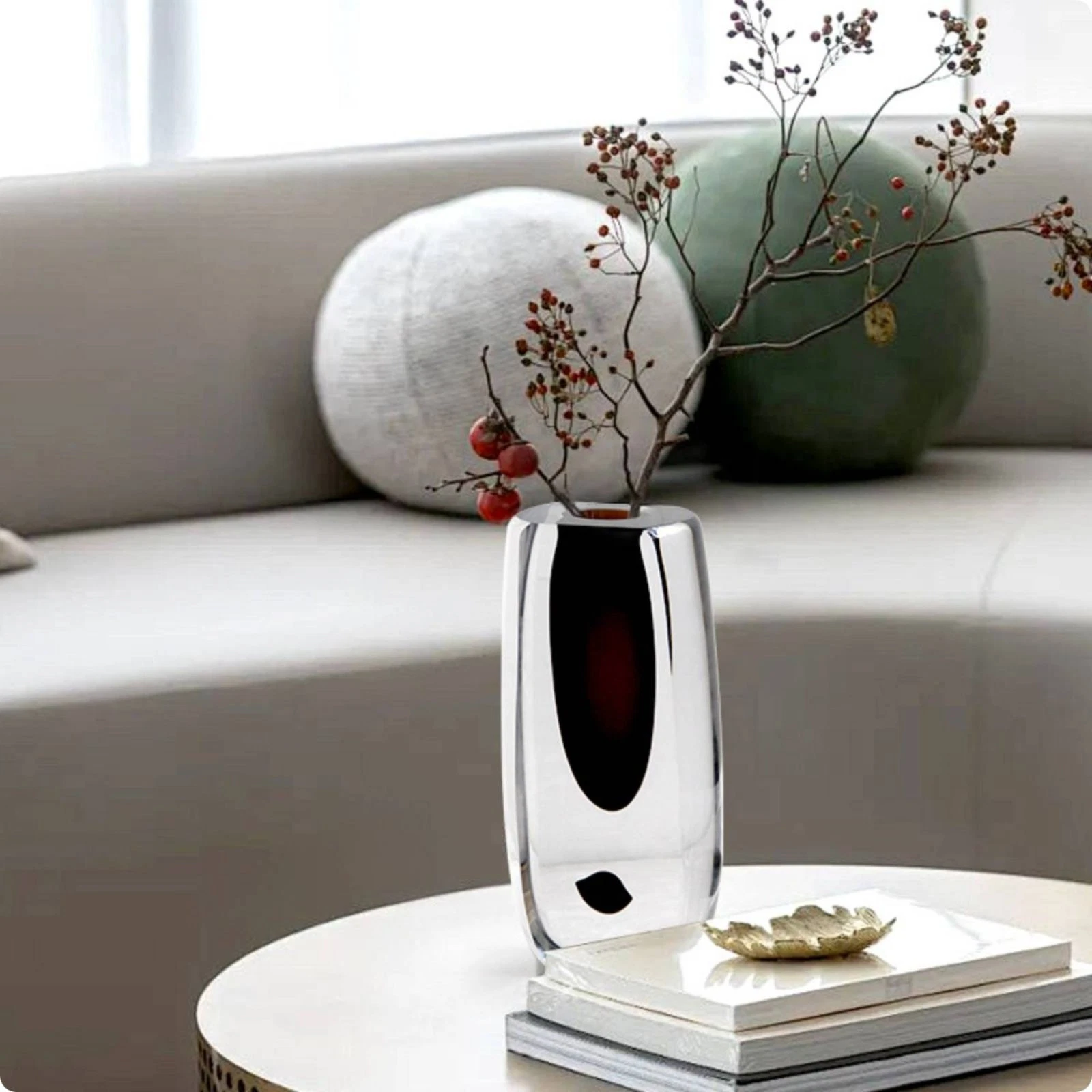 Smoked Glass Vase Minimalist Glass Vase Easy to Clean for Surface Top