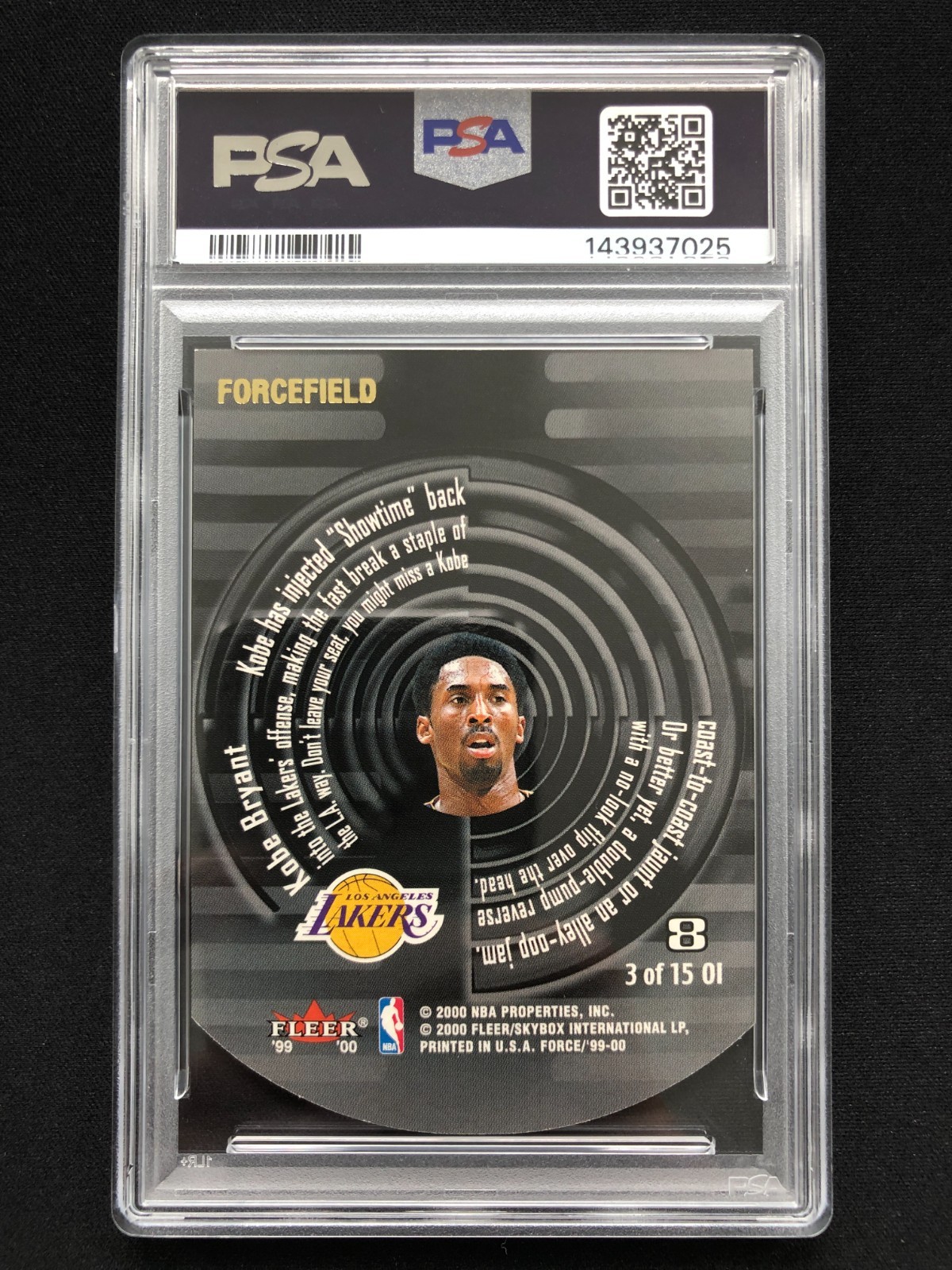 1999-00 Fleer Force Operation Invasion Forcefield #3 Kobe Bryant PSA 8 view 2
