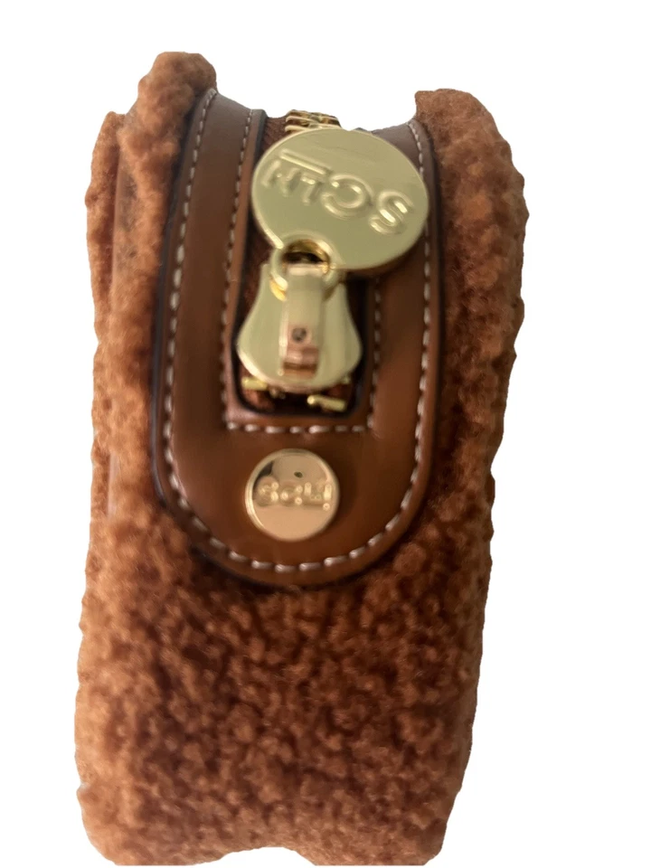 STONEY CLOVER LANE BROWN SHERPA MINI POUCH With Custom Pink Patch (removable) - Image 2 of 4