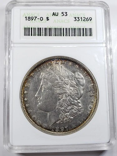 1897 O Morgan Dollar ANACS AU53 Small Holder