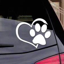 Dog Paw Heart - Signage Cafe White Vinyl Graphic Car Truck Windows Decal