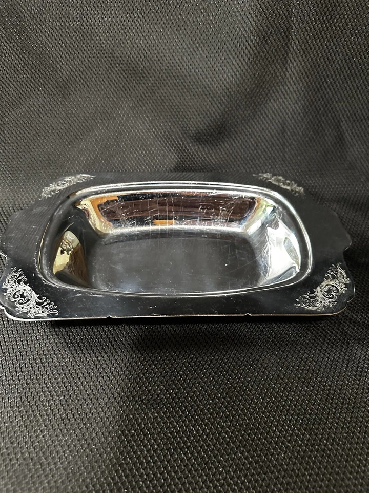 Farberware Vtg Stainless Steel Etched Floral Cheese & Snack Serving Tray - Image 3 of 4