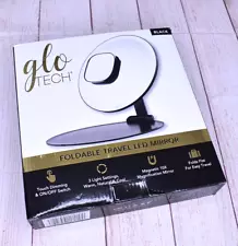 Glo Tech Foldable Travel LED Make Up Mirror Black Opened Box NEW Box Wear