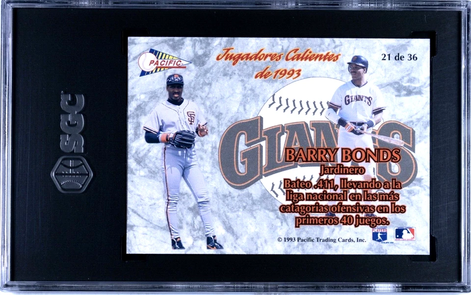 Barry Bonds 1993 Pacific #21 Jugadores Calientes SGC 9,5 Gigantes POP 2 Foto 3 de 4