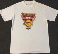 Vtg 80s Westport Tanning Team Faded Shirt L Connecticut Surf Funny Beach Grunge