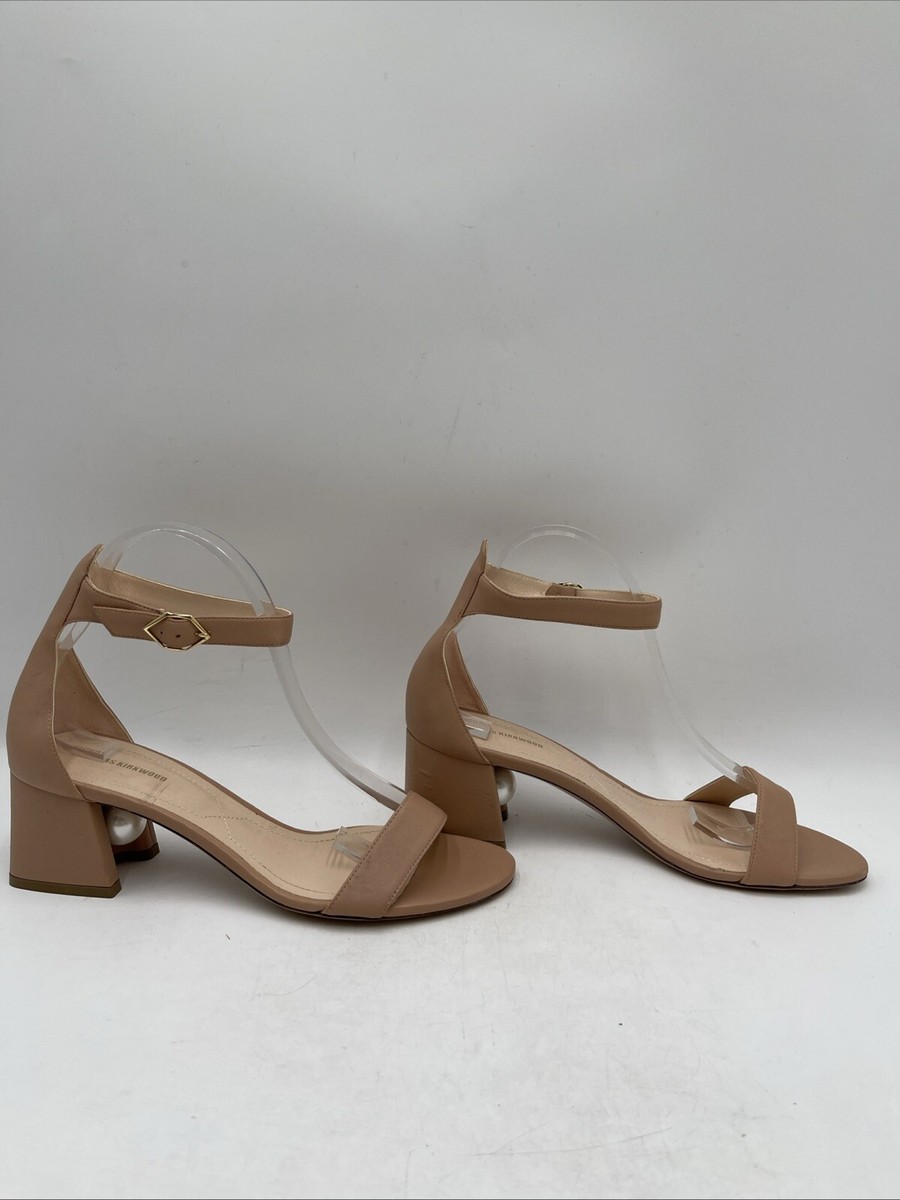 Nicholas Kirkwood Beige Leather Block Heel Open Toe Ankle Strap Heels  Women’s 40