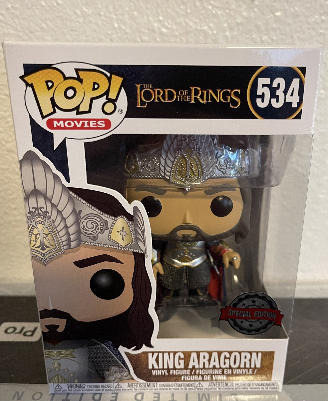 Funko Pop! ¡Pegatina Lotr King Aragorn #534 Edición Especial En El Extranjero!