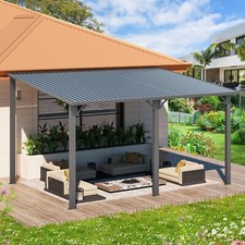 Hardtop Gazebo Outdoor Pergola Lean to Metal Pergola Galvanized Steel Roof Patio