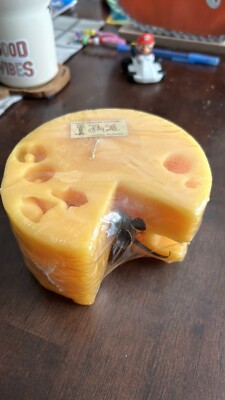 Rare Vintage Handcrafted Cheese With Mouse Yellow Candle New Sealed 3'' High